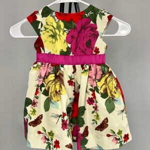 Baker by Ted Baker Cream Floral Dress with Pink Waistband